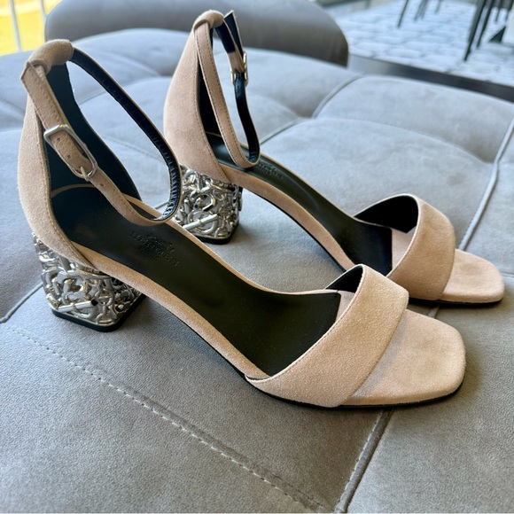 Hermes Shoes - HERMES  Creme Color Block Heel Sandals, new and never used